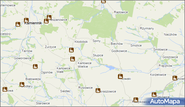 mapa Słupice gmina Pakosławice, Słupice gmina Pakosławice na mapie Targeo