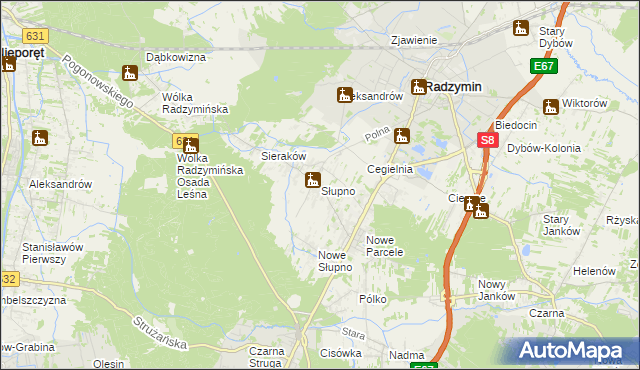 mapa Słupno gmina Radzymin, Słupno gmina Radzymin na mapie Targeo