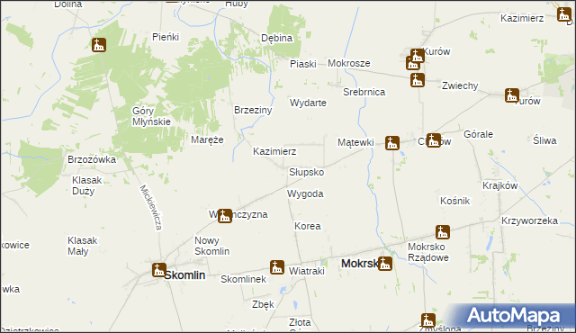 mapa Słupsko gmina Mokrsko, Słupsko gmina Mokrsko na mapie Targeo