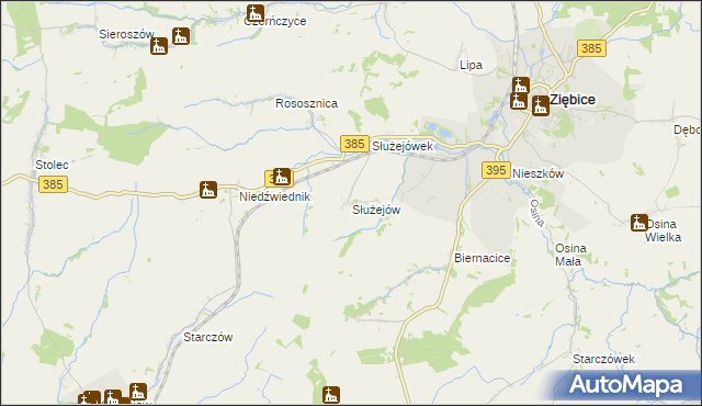 mapa Służejów, Służejów na mapie Targeo