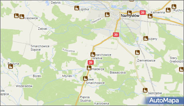 mapa Smarchowice Wielkie, Smarchowice Wielkie na mapie Targeo