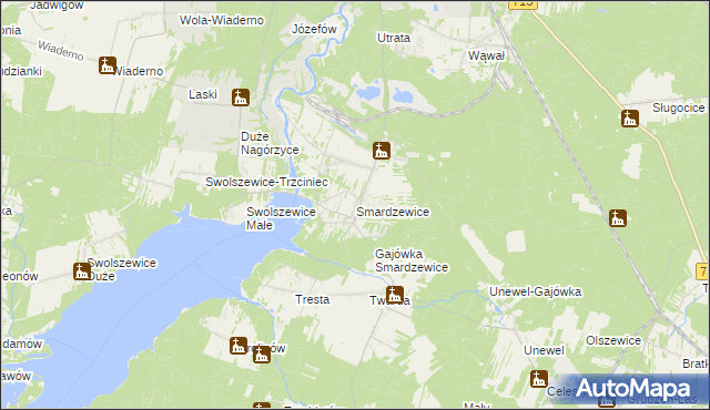 mapa Smardzewice, Smardzewice na mapie Targeo
