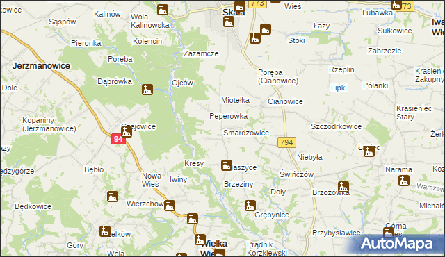 mapa Smardzowice, Smardzowice na mapie Targeo