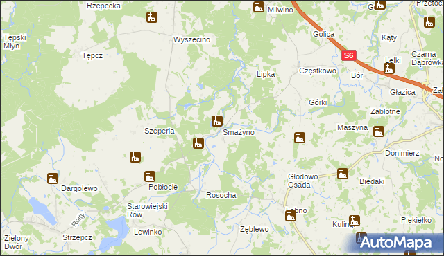 mapa Smażyno, Smażyno na mapie Targeo