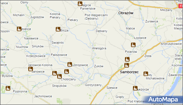 mapa Śmiechowice gmina Samborzec, Śmiechowice gmina Samborzec na mapie Targeo