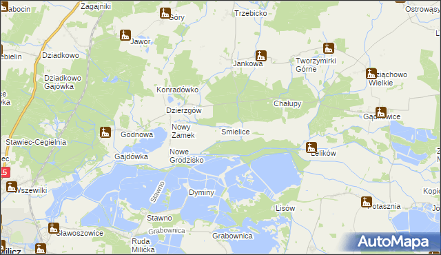 mapa Smielice, Smielice na mapie Targeo