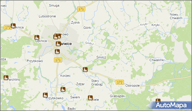 mapa Śmilcz, Śmilcz na mapie Targeo