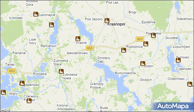 mapa Smolany Dąb, Smolany Dąb na mapie Targeo