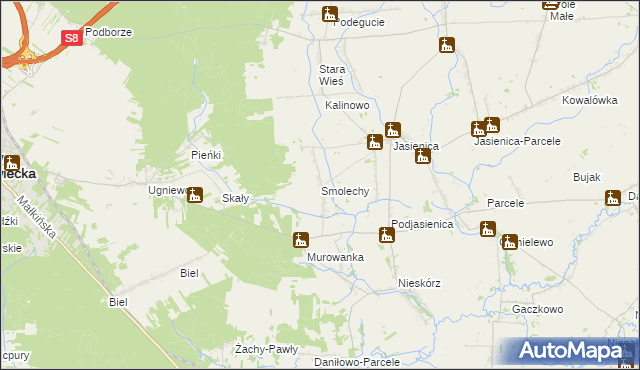 mapa Smolechy, Smolechy na mapie Targeo
