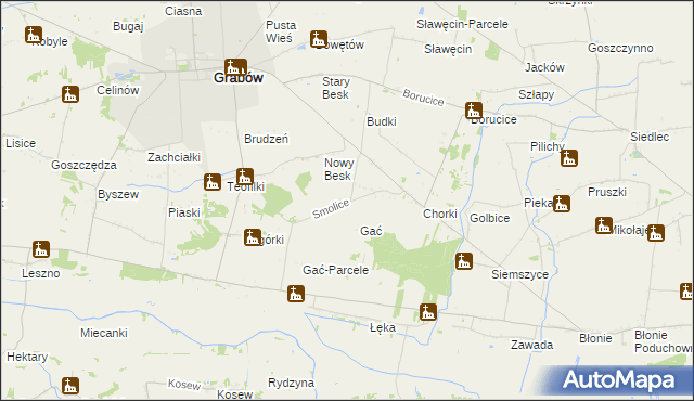 mapa Smolice gmina Grabów, Smolice gmina Grabów na mapie Targeo