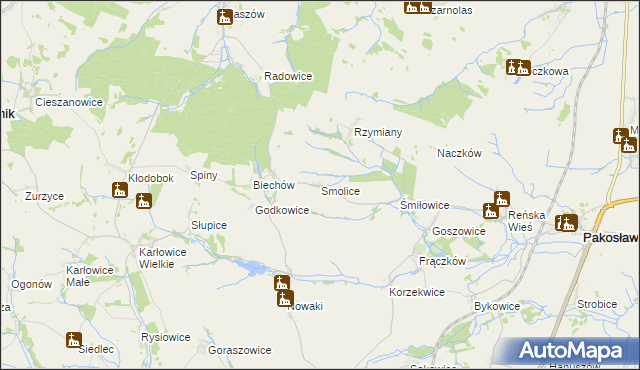 mapa Smolice gmina Pakosławice, Smolice gmina Pakosławice na mapie Targeo