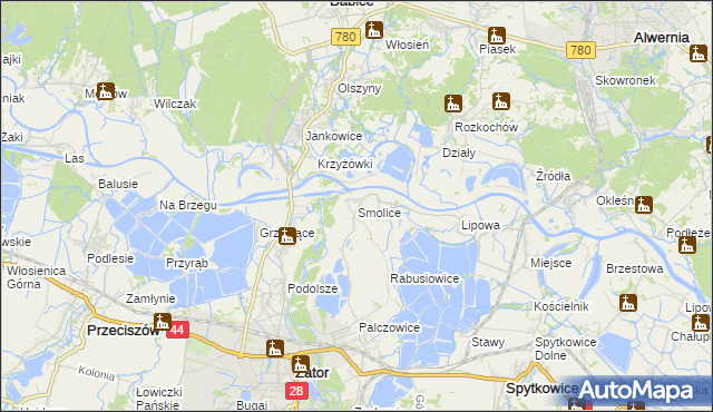 mapa Smolice gmina Zator, Smolice gmina Zator na mapie Targeo