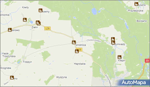 mapa Smolnica gmina Dębno, Smolnica gmina Dębno na mapie Targeo