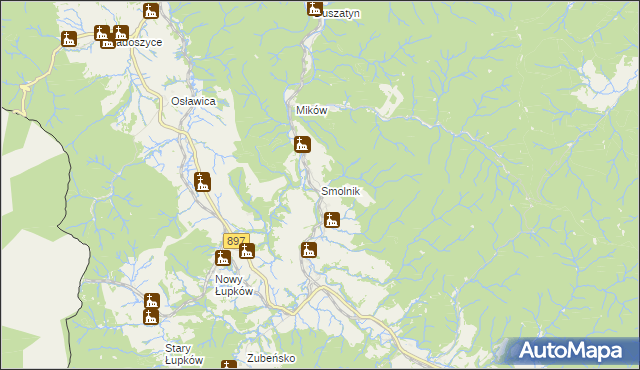 mapa Smolnik gmina Komańcza, Smolnik gmina Komańcza na mapie Targeo