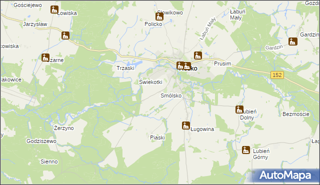 mapa Smólsko gmina Resko, Smólsko gmina Resko na mapie Targeo
