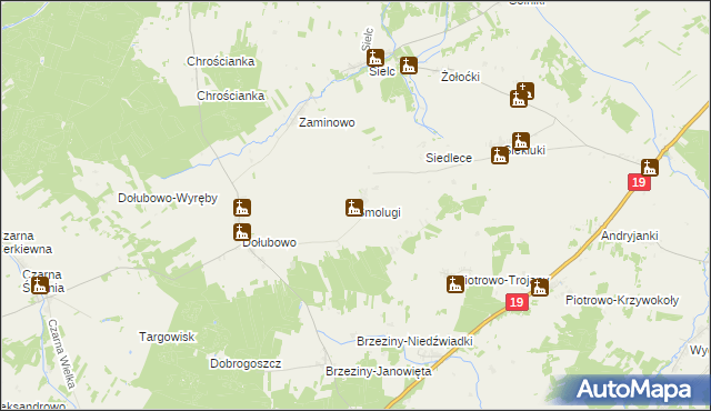 mapa Smolugi, Smolugi na mapie Targeo