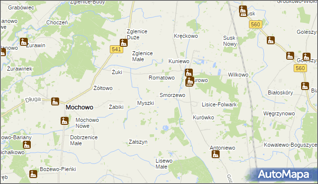 mapa Smorzewo, Smorzewo na mapie Targeo