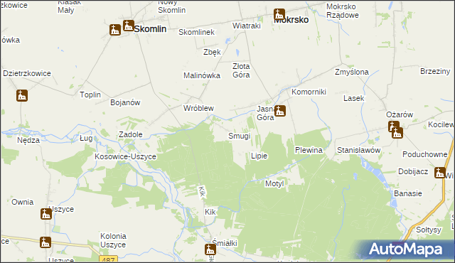 mapa Smugi gmina Skomlin, Smugi gmina Skomlin na mapie Targeo