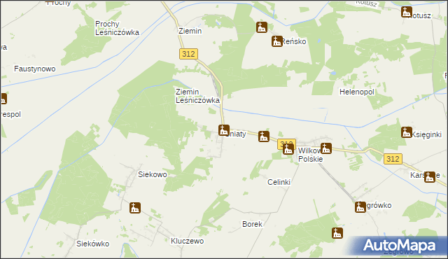 mapa Śniaty gmina Wielichowo, Śniaty gmina Wielichowo na mapie Targeo