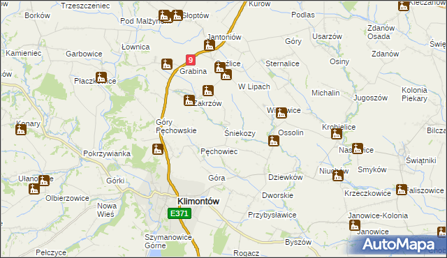 mapa Śniekozy, Śniekozy na mapie Targeo