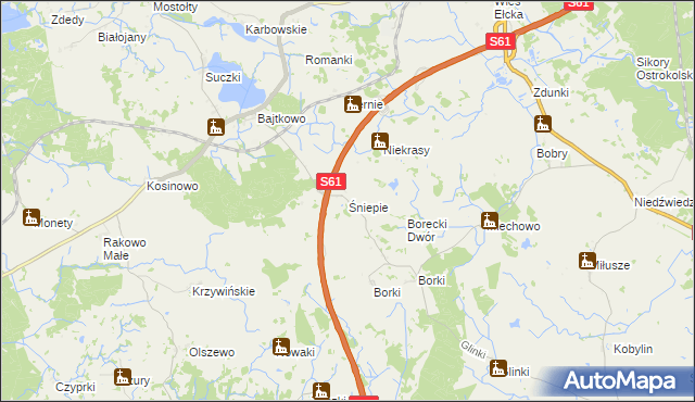 mapa Śniepie, Śniepie na mapie Targeo