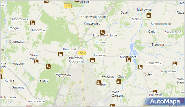 mapa Sobawiny, Sobawiny na mapie Targeo