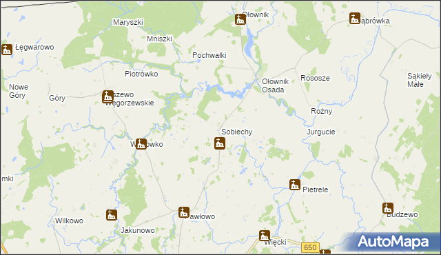 mapa Sobiechy, Sobiechy na mapie Targeo
