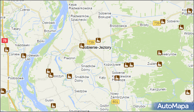 mapa Sobienie Kiełczewskie Drugie, Sobienie Kiełczewskie Drugie na mapie Targeo