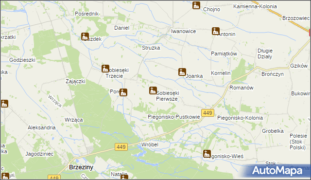 mapa Sobiesęki Pierwsze, Sobiesęki Pierwsze na mapie Targeo