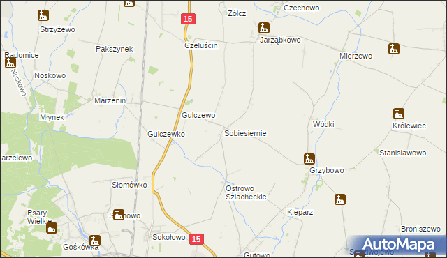 mapa Sobiesiernie gmina Września, Sobiesiernie gmina Września na mapie Targeo