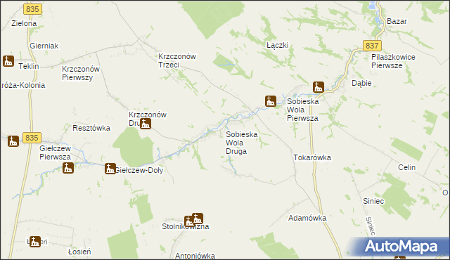 mapa Sobieska Wola Druga, Sobieska Wola Druga na mapie Targeo