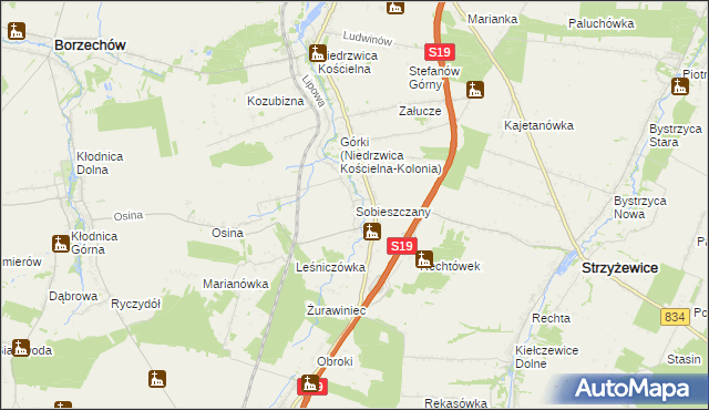mapa Sobieszczany, Sobieszczany na mapie Targeo