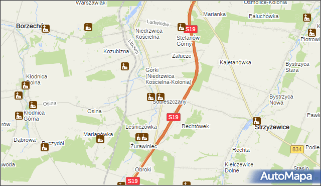 mapa Sobieszczany-Kolonia, Sobieszczany-Kolonia na mapie Targeo