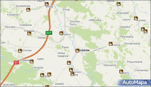 mapa Sobków-Nida, Sobków-Nida na mapie Targeo
