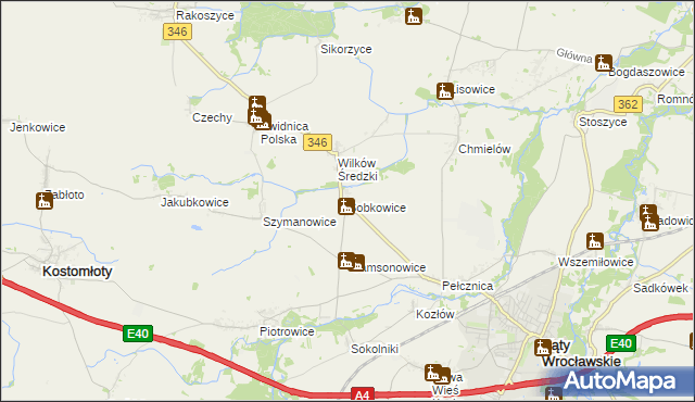 mapa Sobkowice, Sobkowice na mapie Targeo