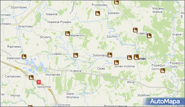 mapa Soboklęszcz gmina Joniec, Soboklęszcz gmina Joniec na mapie Targeo