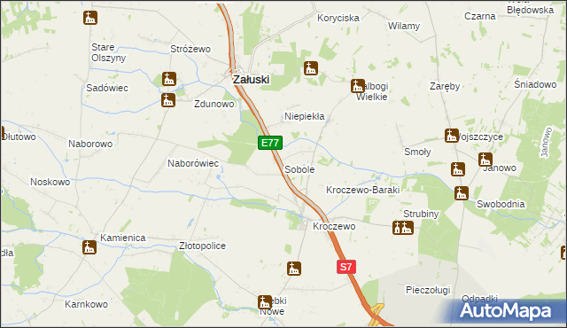 mapa Sobole gmina Załuski, Sobole gmina Załuski na mapie Targeo