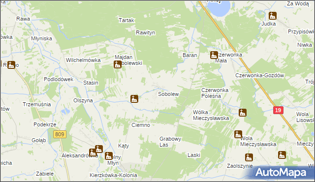 mapa Sobolew gmina Firlej, Sobolew gmina Firlej na mapie Targeo