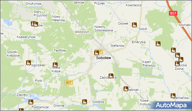 mapa Sobolew powiat garwoliński, Sobolew powiat garwoliński na mapie Targeo