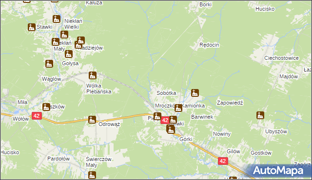mapa Sobótka gmina Bliżyn, Sobótka gmina Bliżyn na mapie Targeo