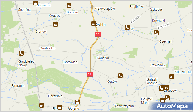 mapa Sobótka gmina Ostrów Wielkopolski, Sobótka gmina Ostrów Wielkopolski na mapie Targeo