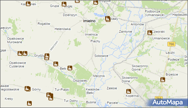 mapa Sobowice gmina Imielno, Sobowice gmina Imielno na mapie Targeo