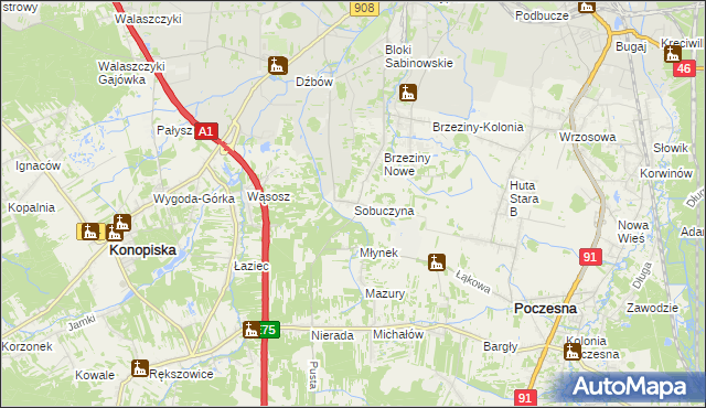 mapa Sobuczyna, Sobuczyna na mapie Targeo