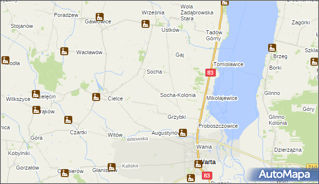 mapa Socha-Kolonia, Socha-Kolonia na mapie Targeo
