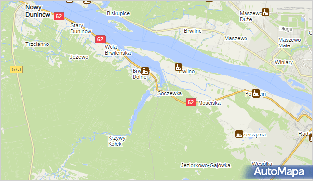 mapa Soczewka gmina Nowy Duninów, Soczewka gmina Nowy Duninów na mapie Targeo
