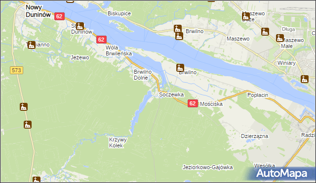 mapa Soczewka gmina Nowy Duninów, Soczewka gmina Nowy Duninów na mapie Targeo