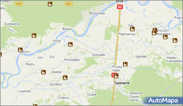 mapa Sojkówek, Sojkówek na mapie Targeo