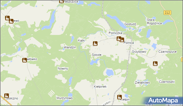 mapa Sokole gmina Człuchów, Sokole gmina Człuchów na mapie Targeo