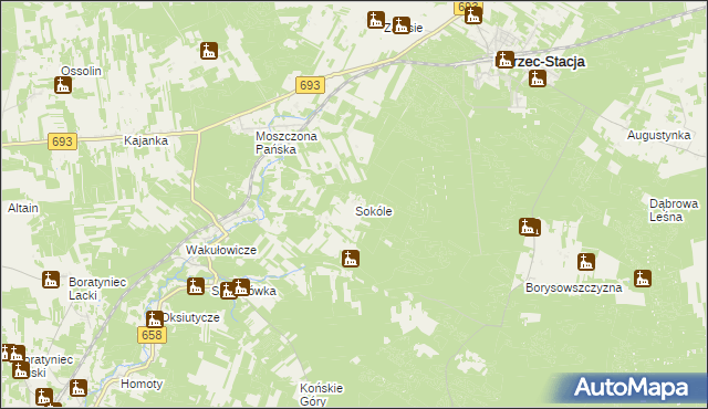 mapa Sokóle gmina Nurzec-Stacja, Sokóle gmina Nurzec-Stacja na mapie Targeo