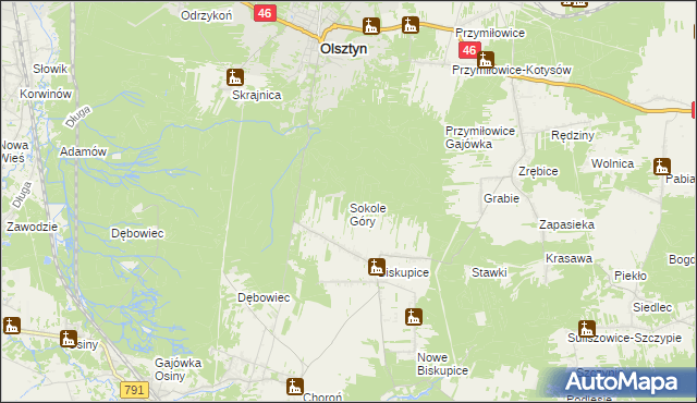 mapa Sokole Góry, Sokole Góry na mapie Targeo